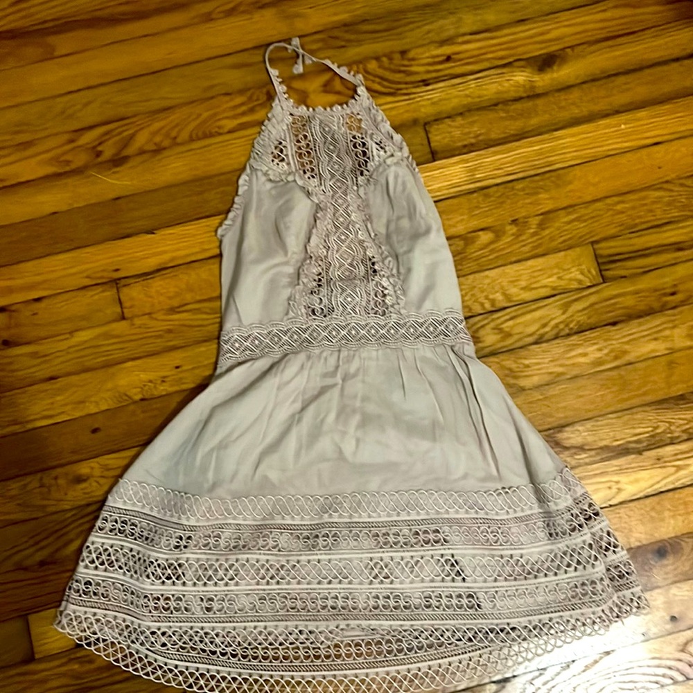 Medium Nude Halter Dress with lace details